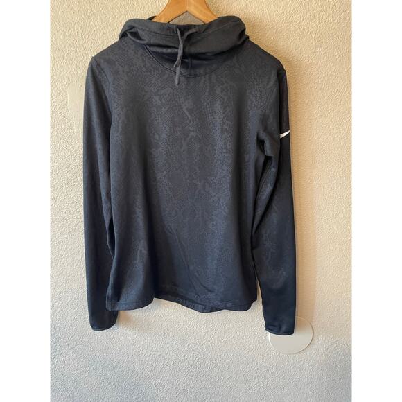 Nike Pro Dri-Fit Fleece Lined Hooded Black Sneak Print Running Hooded Top Medium - Picture 2 of 11